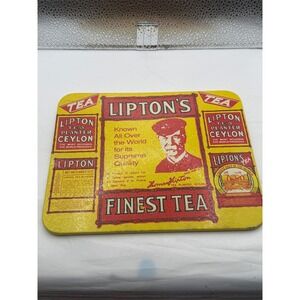 Vintage Lipton Tea Tin Sign Plaque Finest Tea Advertising 6.5" x 8.25" Sign
